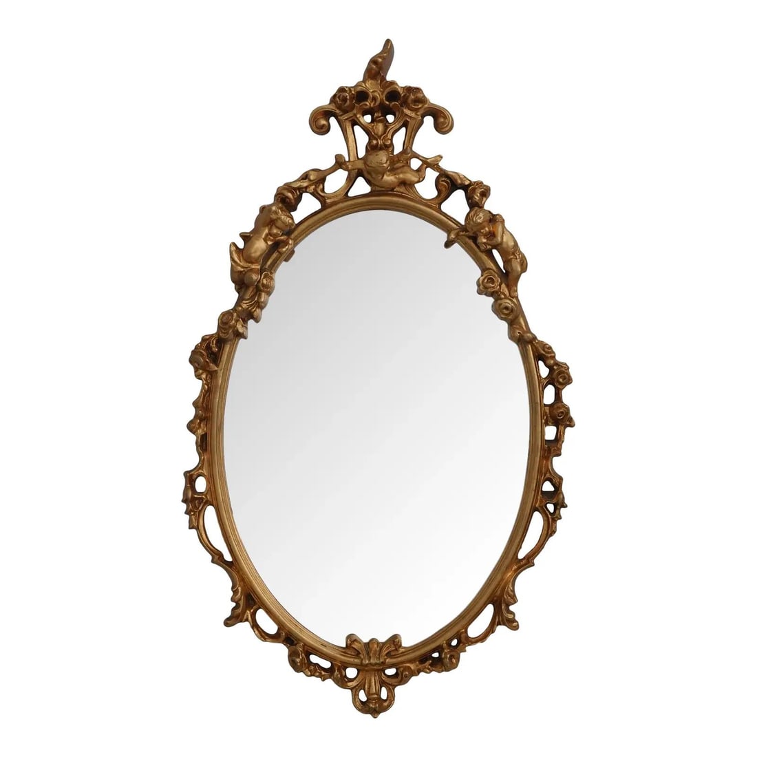 Vintage Italian Cherub Design Syroco Gold Gilt Mirror 23 x 39 (1 of 10)