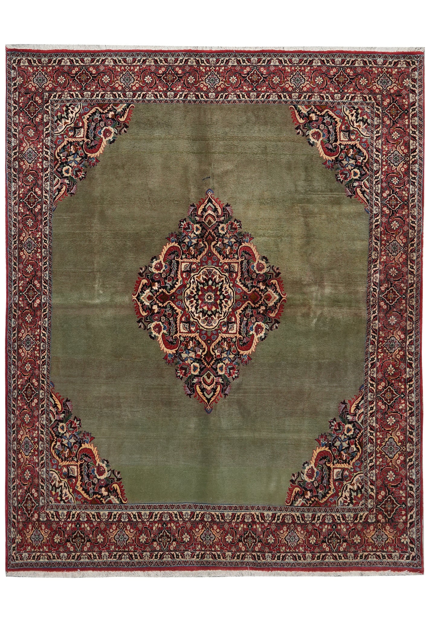 Authentic Persian Bijar Rug 6.7 x 8.3 Unusual Green High Quality: Authentic Persian Bijar Rug 6.7 x 8.3 Unusual Green High Quality Free continental US Shipping This is a high quality authentic Persian Bijar rug featuring an unusual green color. The rug measures 6.7