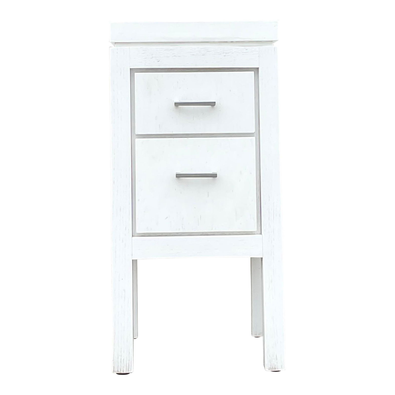 Vintage Contemporary Waterworks Side Table in White Wood Metal Glass (1 of 8)