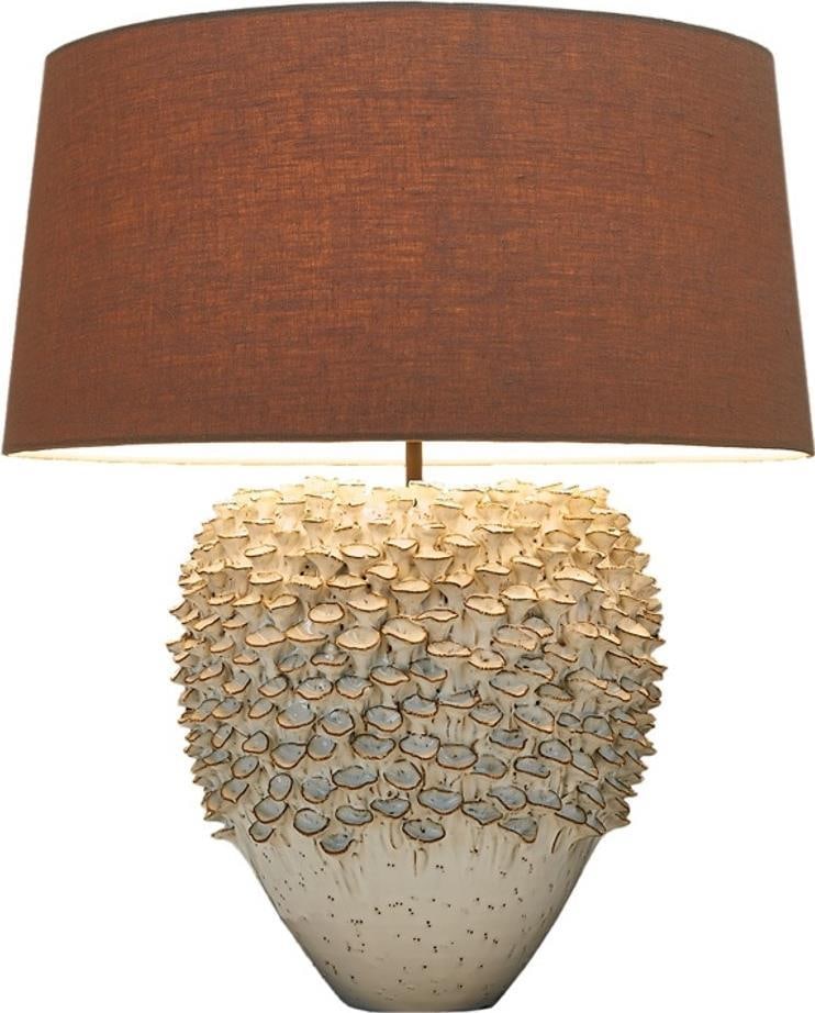 Handmade Ceramic Lamp 20 Inches with Linen Shade (1 of 3)