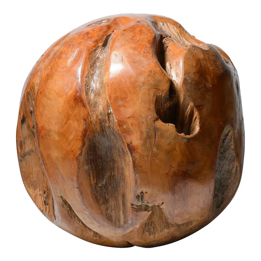 Vintage Giant Balinese Polished Burl Wood Sphere Sculpture 21" (1 of 10)