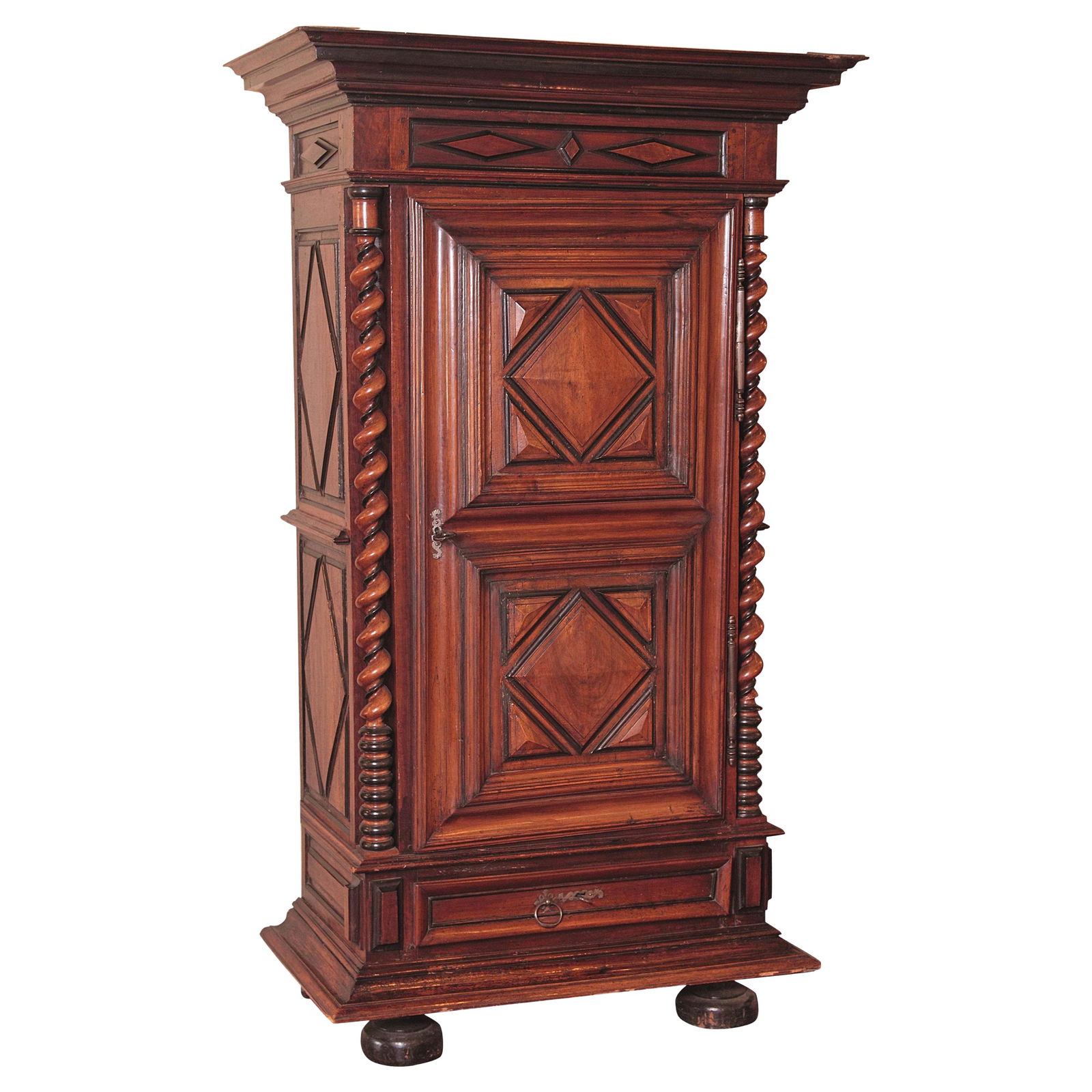 18th Century French Louis XIII Walnut Bonnetiere Armoire Circa 1750: 18th Century French Louis XIII Walnut Bonnetiere Armoire Circa 1750 This exquisite 18th Century French Louis XIII walnut bonnetiere armoire from the Perigord region showcases remarkable craftsmanship