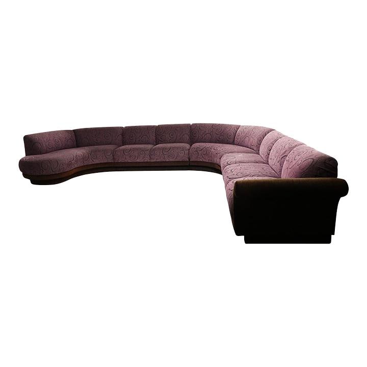Weiman Large Curved Sectional Sofa in Purple Fabric (1 of 10)