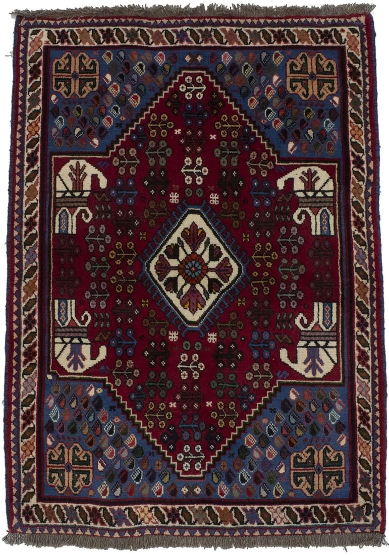 Hand-Knotted Wool Area Rug with Floral Tribal Pattern 3'4 x 4'10 (1 of 13)