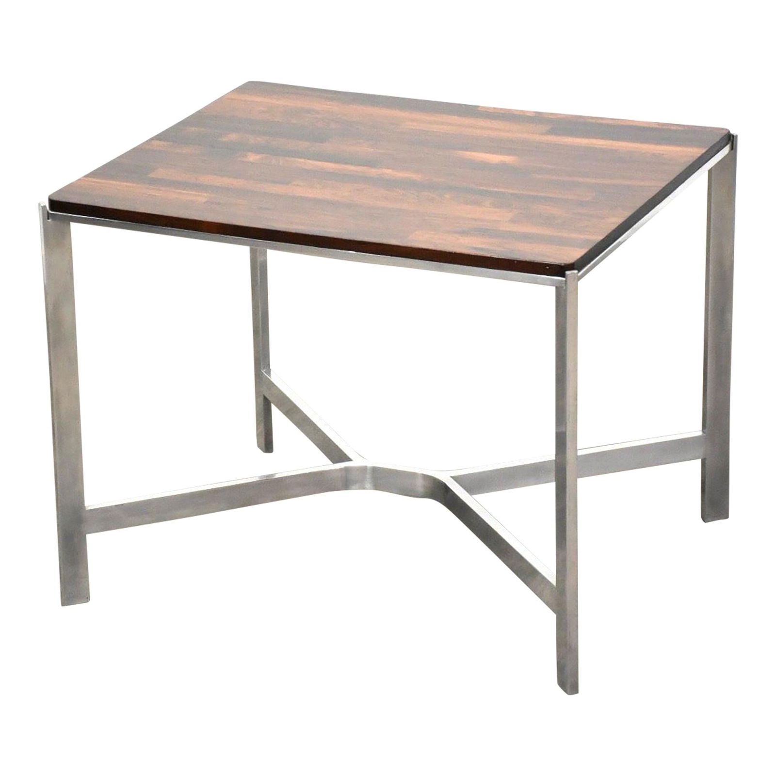 Mid Century Modern Rosewood End Table with Steel Base (1 of 6)