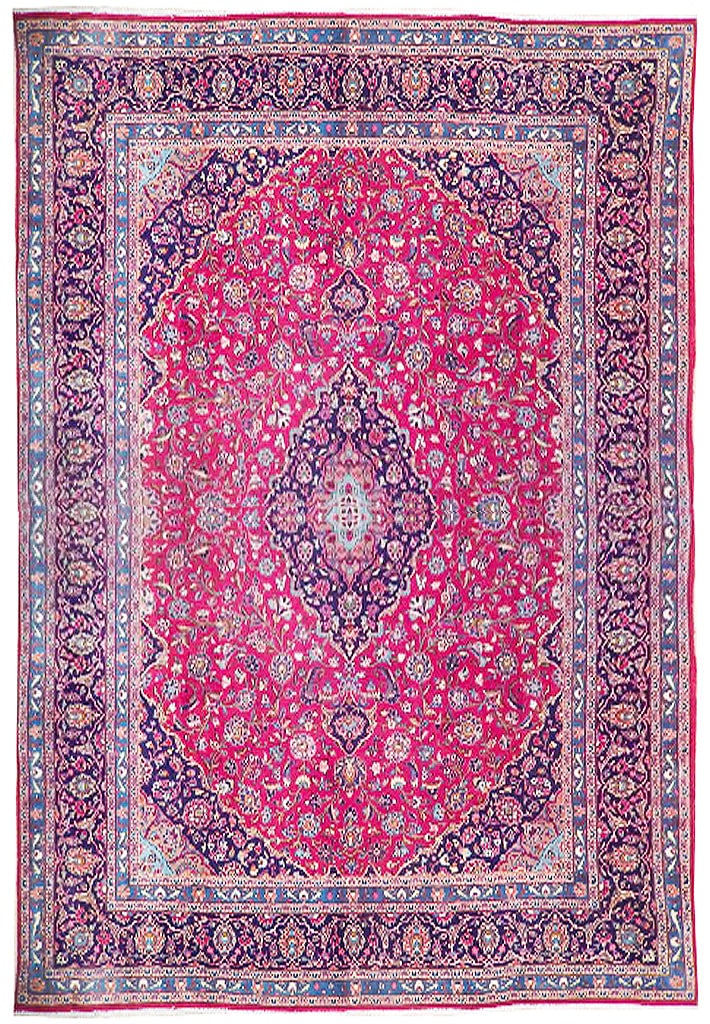 9.8 x 13 Handmade Red Semi Antique Persian Kashan Rug (1 of 6)