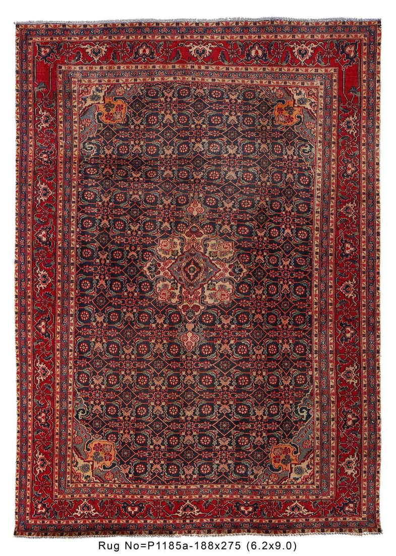 Elegant 6.2 x 9 Persian Bijar Rug Low Pile for Home Decor (1 of 8)