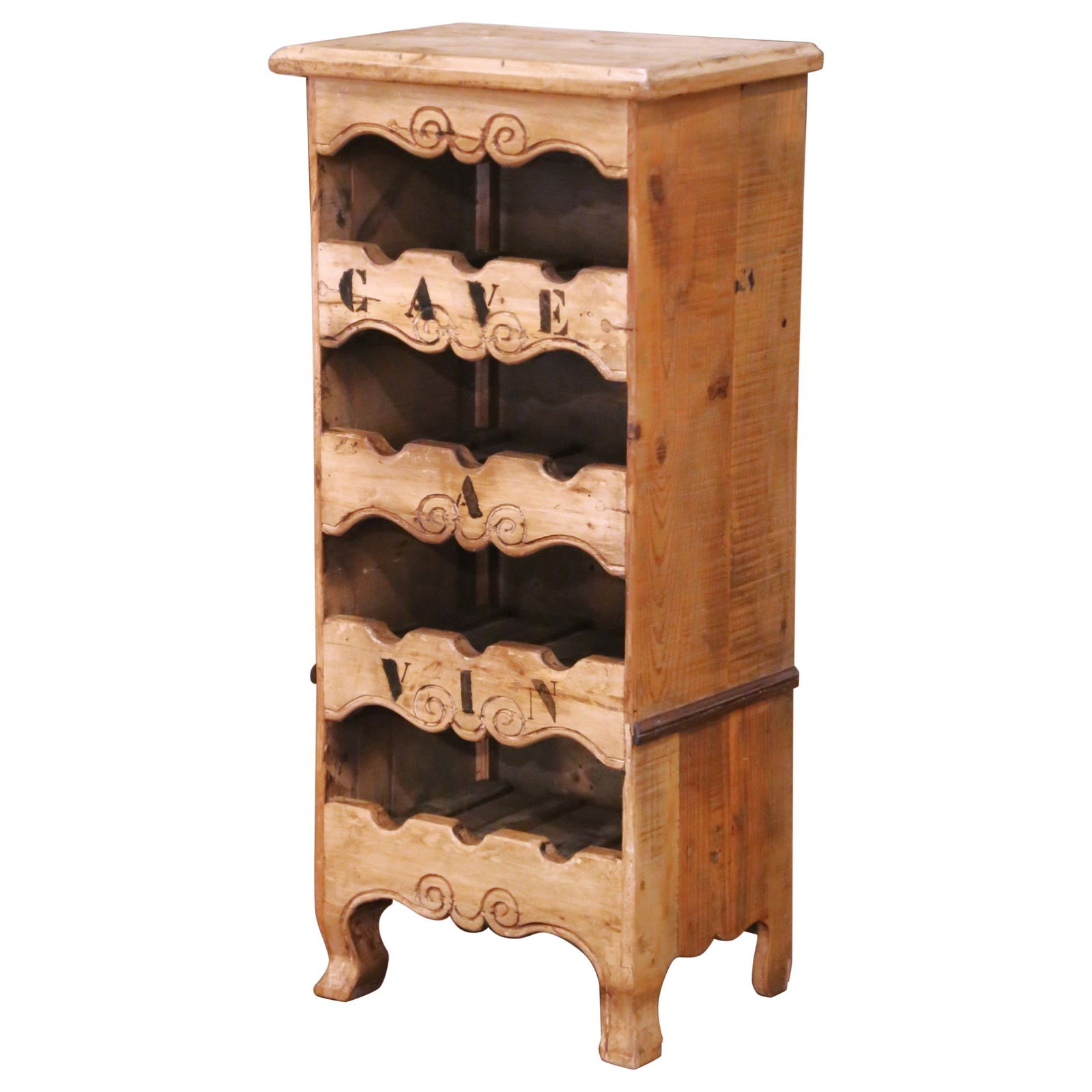 French Louis XV Pine Wine Storage Cabinet for Twelve Bottles Circa 2010: French Louis XV Pine Wine Storage Cabinet for Twelve Bottles Circa 2010 This vintage French Louis XV style wine cabinet, known as a "cave a vin," was handcrafted in the Poitou region from reclaimed ol
