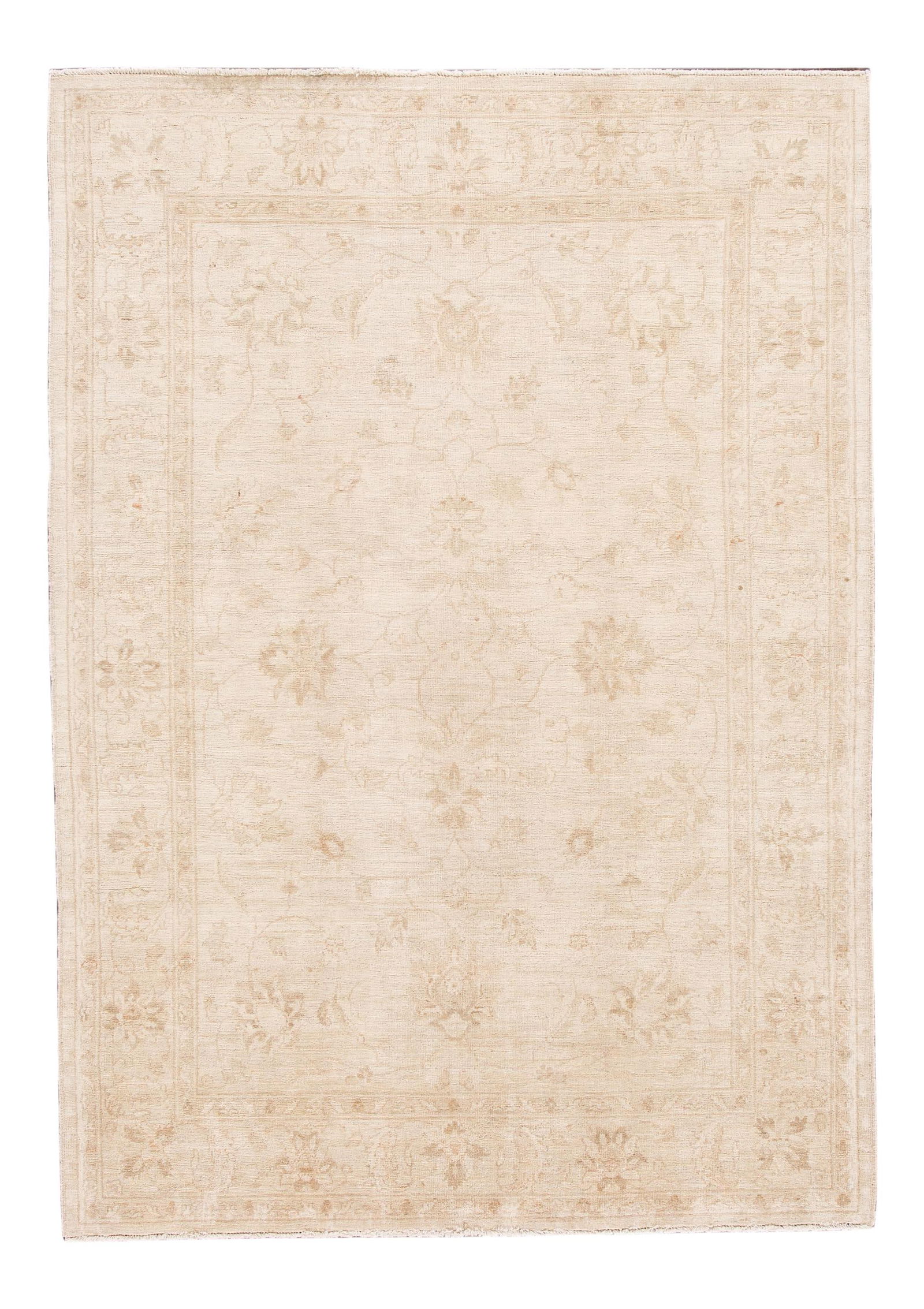 Vintage Pak Persian Handmade Wool Rug Beige Floral 5'8 x 8'1 (1 of 7)