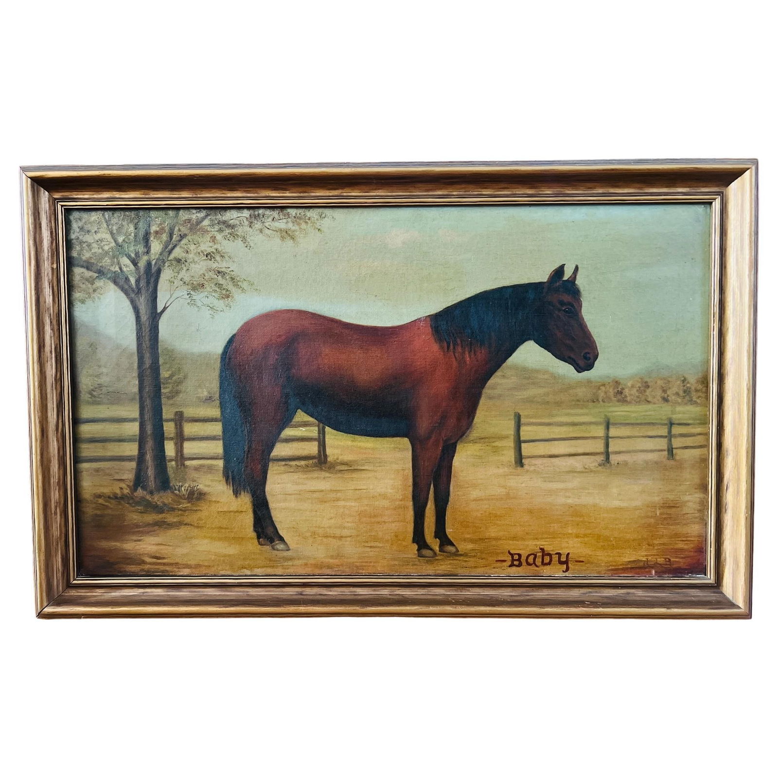 19th Century American Folk Art 'Baby' Horse Oil Painting Signed (1 of 9)