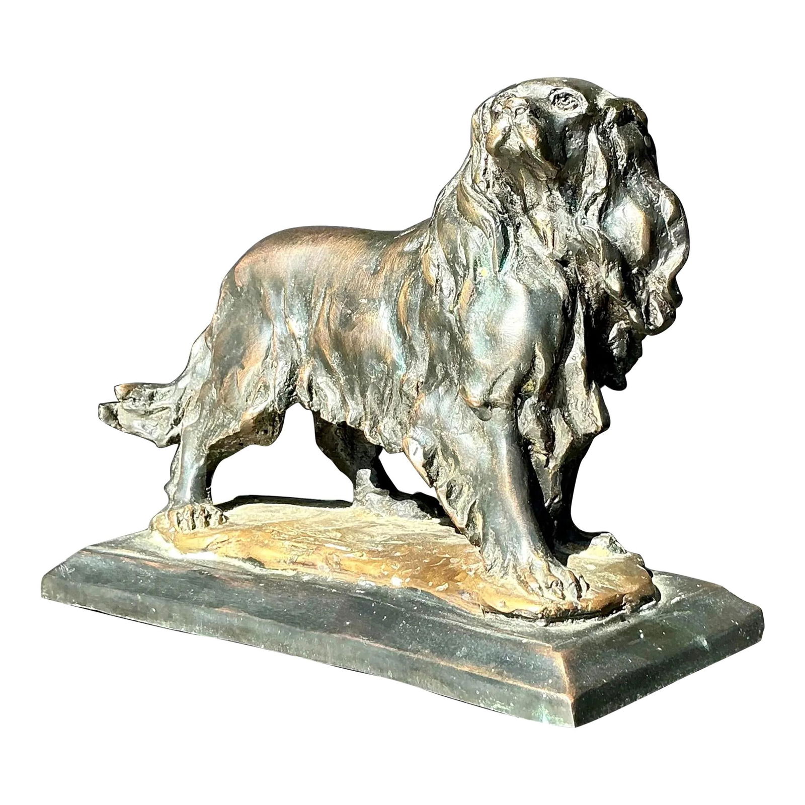 Vintage Bronze Dog Sculpture Boho Home Decor Accent (1 of 9)