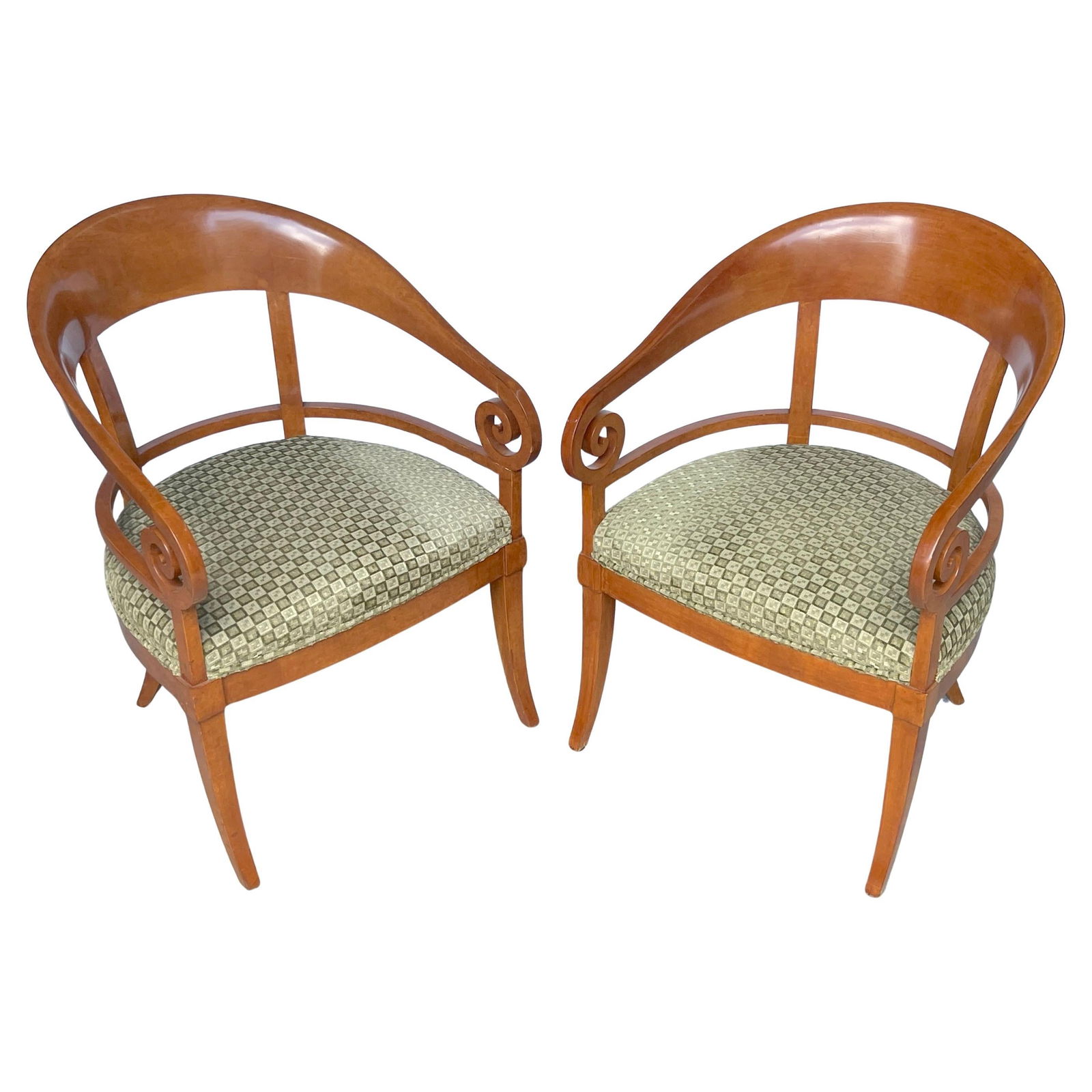 Set of 2 Austrian Biedermeier Fruitwood Arm Chairs 20th Century (1 of 15)
