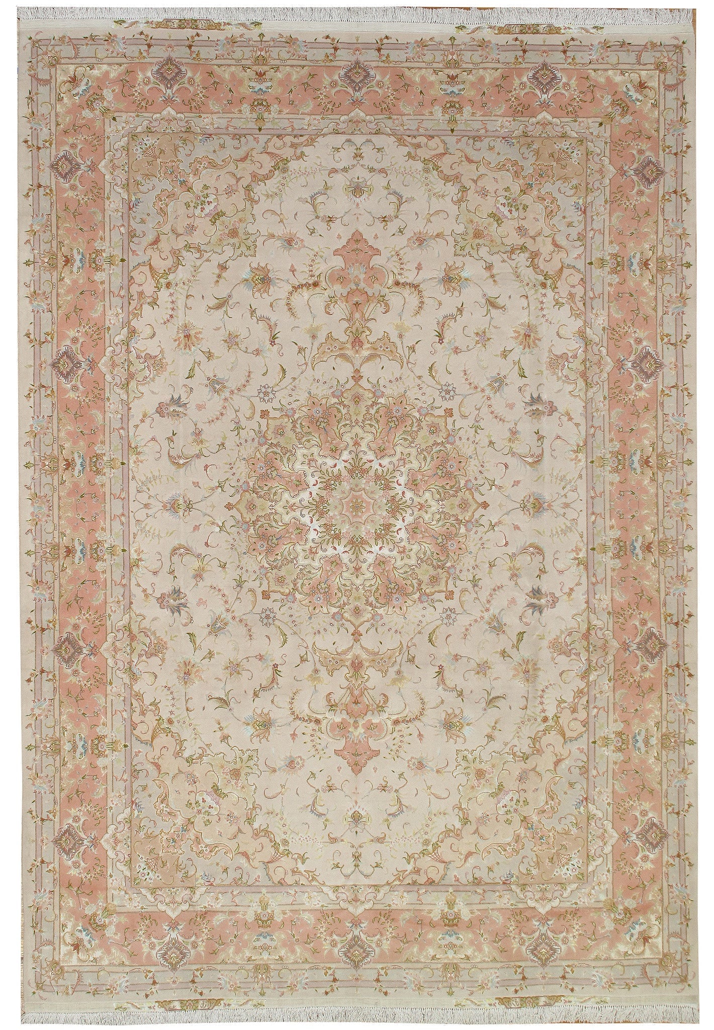 Authentic Persian Rabriz Rug 8 x 11.7 Wool Silk 500 KPSI: Authentic Persian Rabriz Rug 8 x 11.7 Wool Silk 500 KPSI Free continental US Shipping This authentic Persian Rabriz rug is expertly crafted from a blend of wool and silk, featuring a high knot density