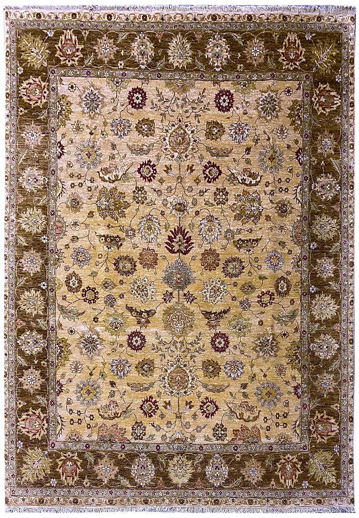 8' x 10' Hand-Knotted Ziglar Agra Rug Gold Olive Handmade (1 of 11)