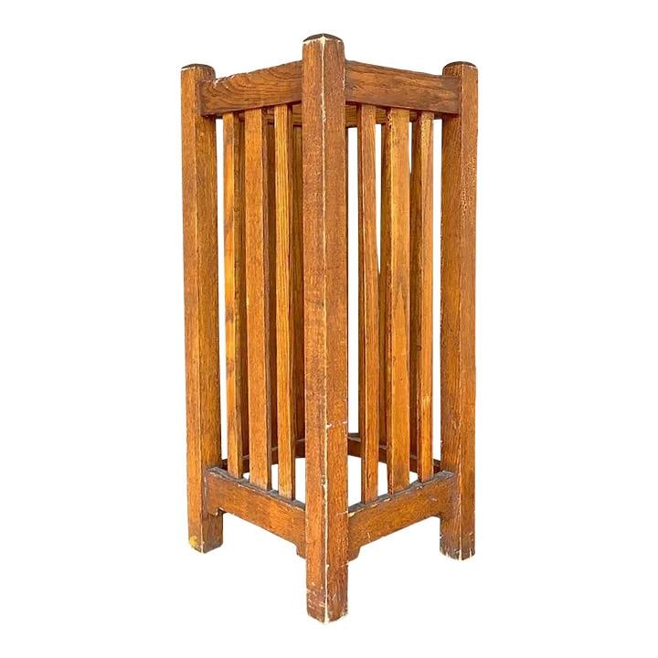 Classic Mission Oak Umbrella Stand Chestnut Finish 28.5 Inches Tall (1 of 8)