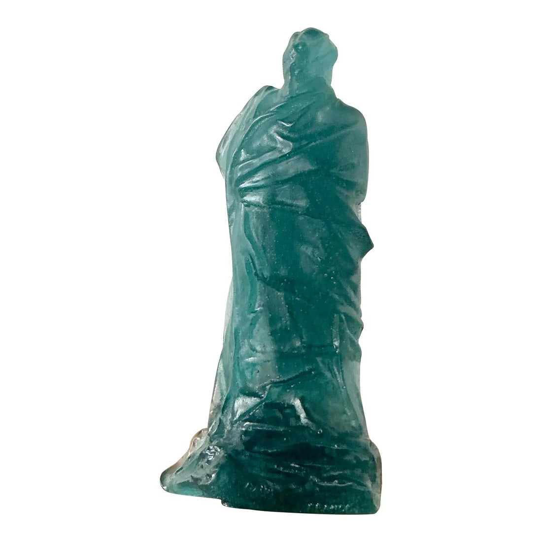 French Pate de Verre Maiden Figurine Art Glass Sculpture for Daum: French Pate de Verre Maiden Figurine Art Glass Sculpture for Daum This vintage French pate de verre figurine, created for Daum, exemplifies exceptional glass artistry. Crafted using the intricate "pas