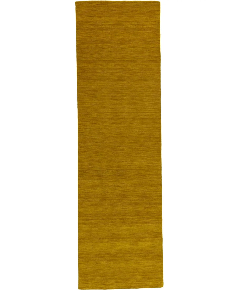 Modern Hand-Loomed Wool Runner Rug in Solid Gold 2'8 x 9'0 (1 of 15)