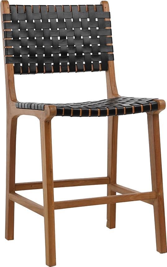Danish Modern Counter Stool Teak Frame Full Grain Leather Finish: Danish Modern Counter Stool Teak Frame Full Grain Leather Finish This elegant counter bar stool features a stylish Danish modern design, crafted from a combination of full grain leather woven upholste
