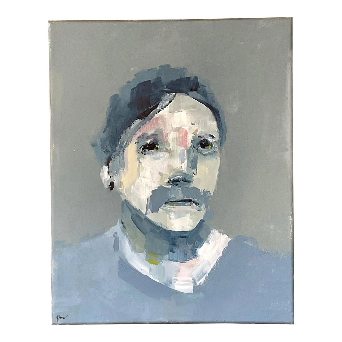 Expressive Abstract Oil Portrait on Canvas Boho Vintage Art 18 x 24": Expressive Abstract Oil Portrait on Canvas Boho Vintage Art 18 x 24" This vintage original abstract oil portrait on canvas embodies the free-spirited essence of Boho Chic combined with a modern artist