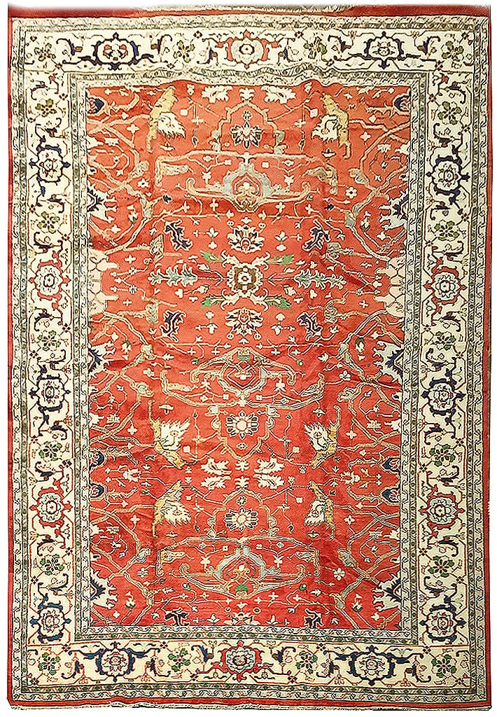 Oversized 13' x 21' Handmade Wool Area Rug in Coral Red (1 of 11)