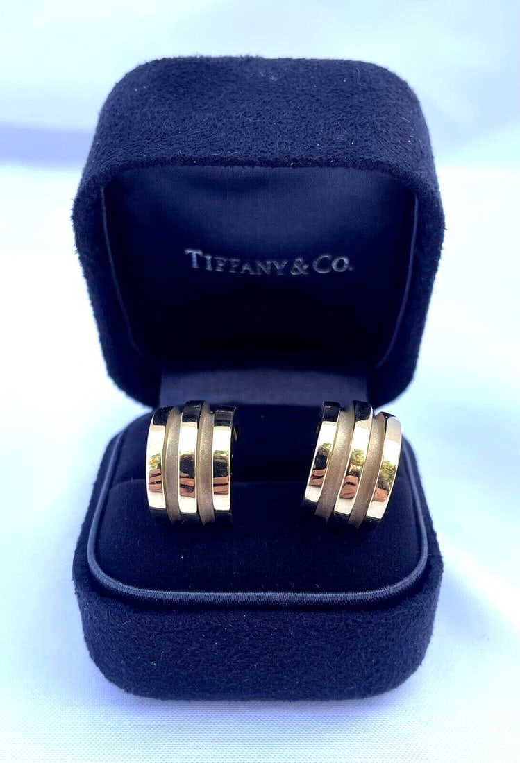 Tiffany & Co 18K Yellow Gold Hoop Earrings with Box (1 of 8)