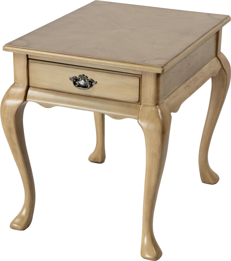 Butler Grace Beige End Table English Traditional Style: Butler Grace Beige End Table English Traditional Style Introducing the Butler Grace End Table, a stunning piece that embodies elegant antique style. Crafted with a blend of cherry, maple, MDF, rubberw