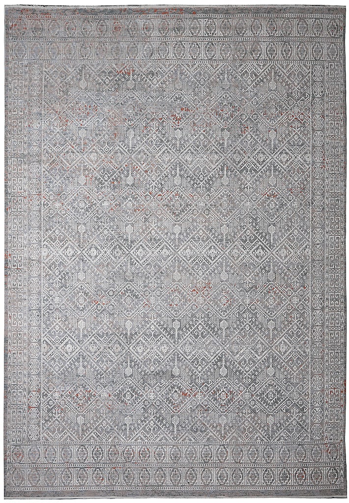 Gray Handmade Wool Contemporary Rug 104 x 142 Inches Modern Indian Design (1 of 14)