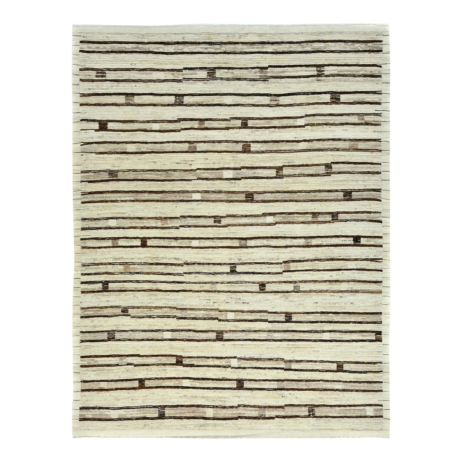 Beige Brown Geometric Moroccan Handmade Wool Rug 9'1 x 12' (1 of 4)