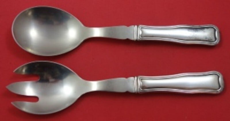 Georg Jensen Old Danish Sterling Silver 2pc Salad Serving Set 7 3/4" (1 of 2)