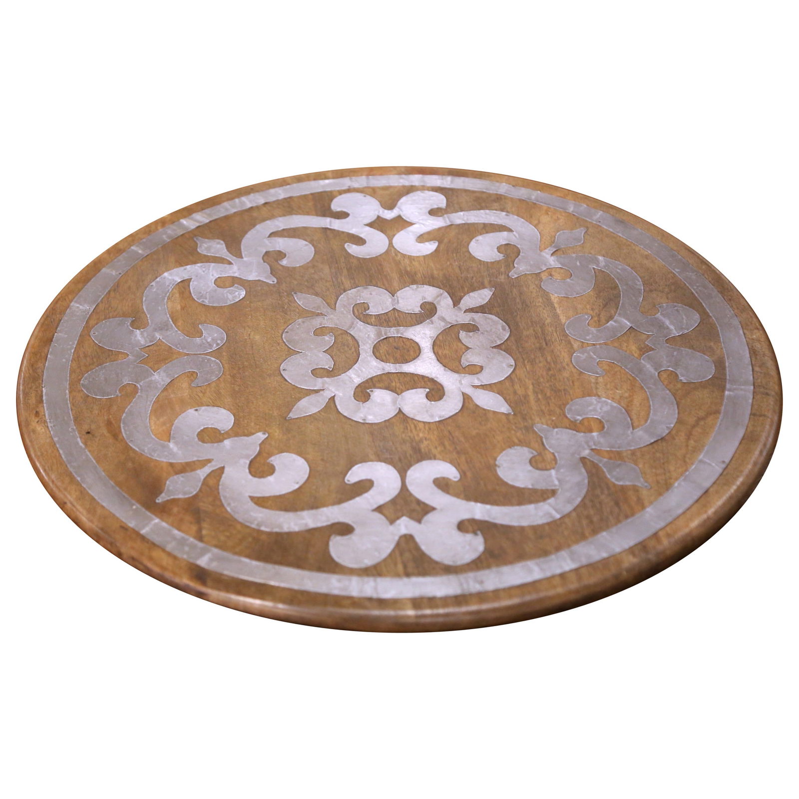 Vintage GG Collection 22 Inch Wood Aluminum Inlay Lazy Susan (1 of 9)