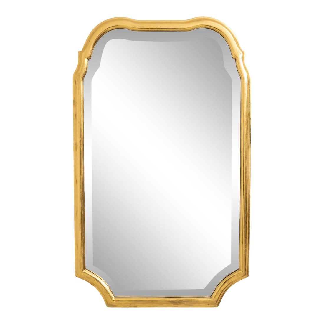 Chippendale Style Beveled Wall Mirror with Gold Leaf Finish: Chippendale Style Beveled Wall Mirror with Gold Leaf Finish This wall mirror features a Colonial Williamsburg-inspired design by Friedman Brothers, crafted in the Chippendale style with genuine gold l