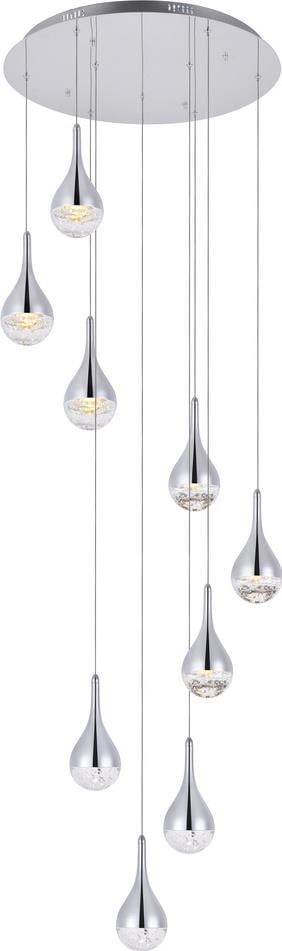Elegant Lighting Chrome Crystal 9-Light Ceiling Fixture UL-Listed (1 of 1)