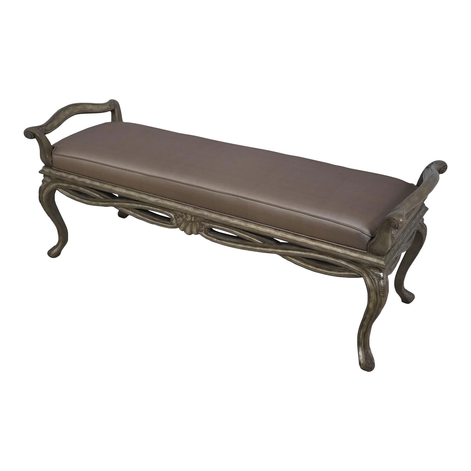 Elegant French Silverleaf Window Bench with Carved Details (1 of 10)