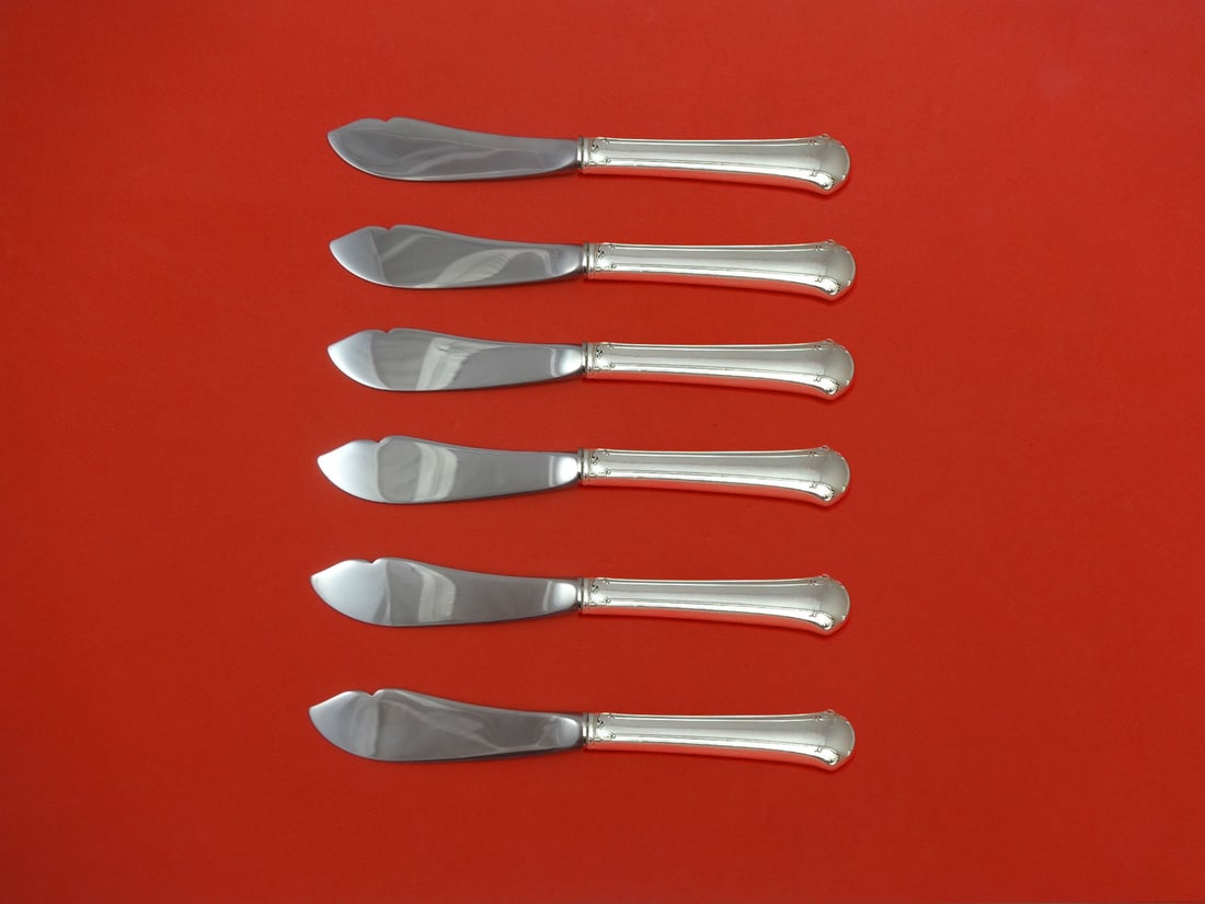 Towle Chippendale Sterling Silver Trout Knife Set 6pc Custom Made: Towle Chippendale Sterling Silver Trout Knife Set 6pc Custom Made Presenting the Chippendale by Towle Sterling Silver Trout Knife Set, a beautifully crafted flatware collection. This 6-piece trout kni