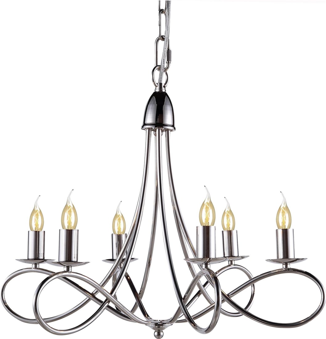 Elegant Polished Nickel Lyndon 6-Light Bowl Chandelier UL-Listed (1 of 1)