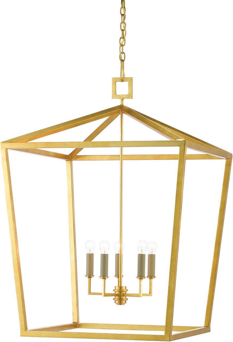 Currey Denison Gold Lantern Adjustable 53 to 123 Inches (1 of 2)