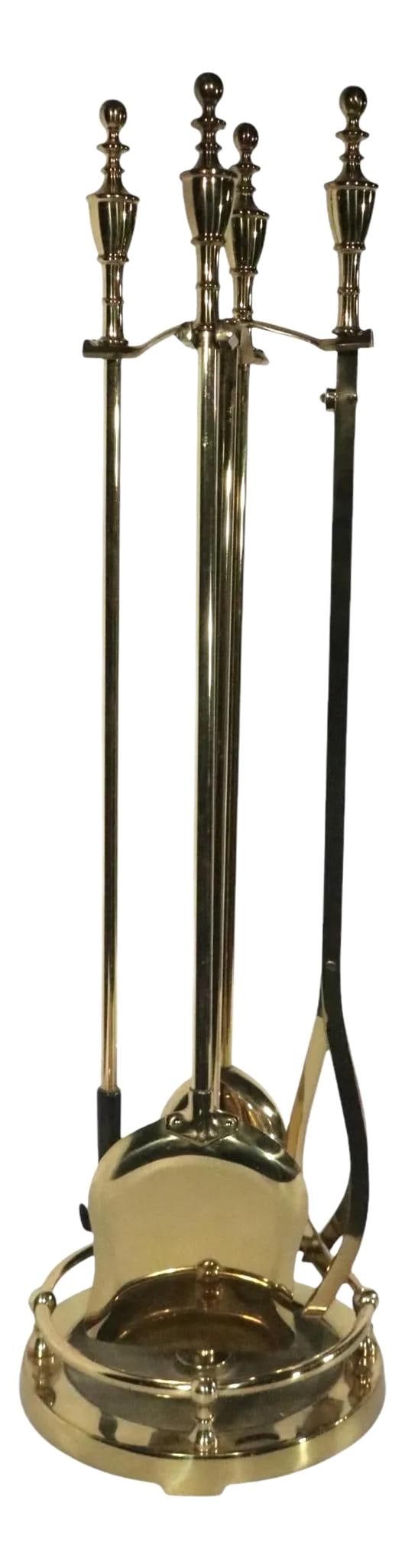 Elegant Solid Brass Fireplace Tool Set with Stand and Accessories (1 of 10)