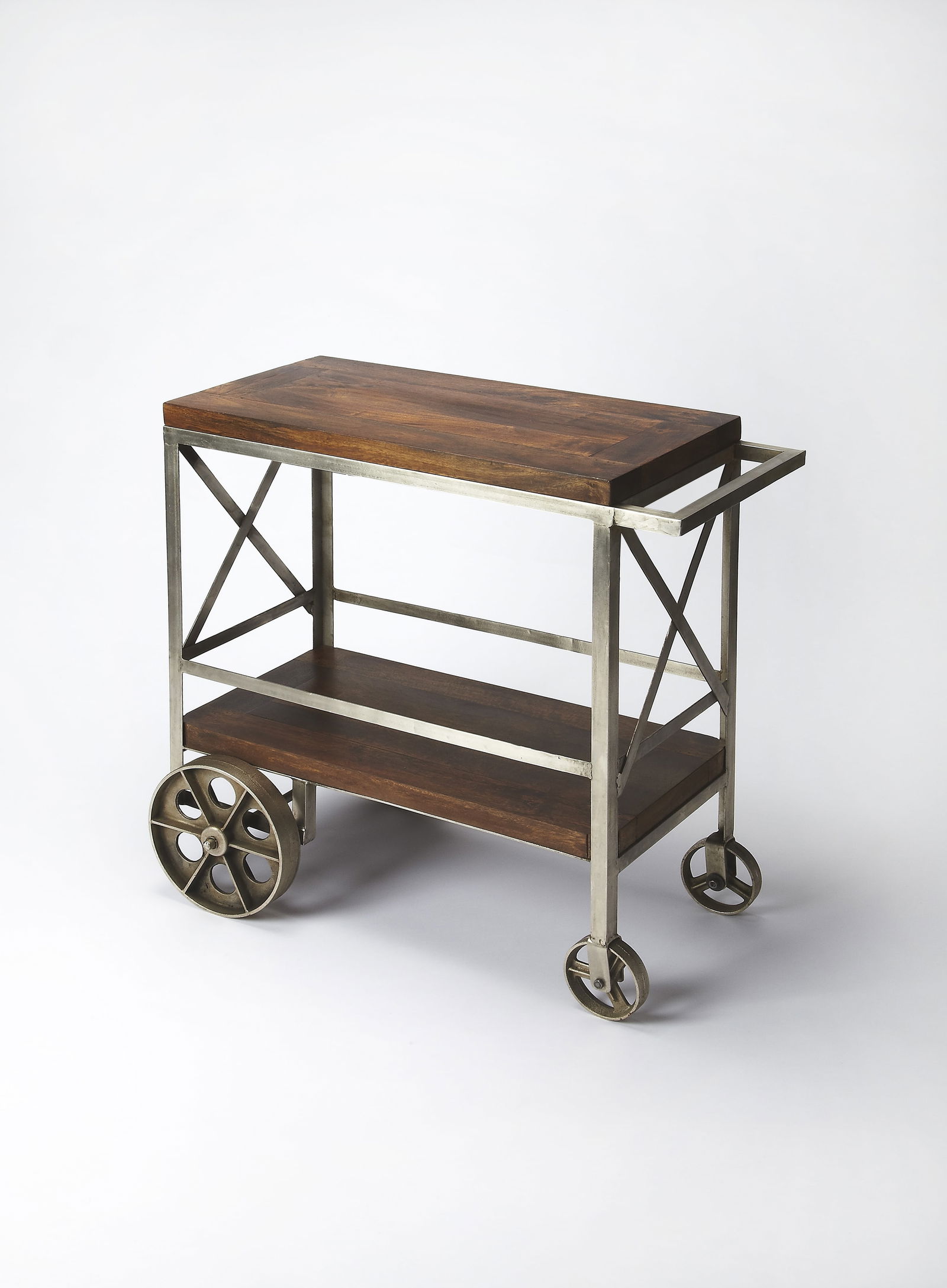 Butler Industrial Style Mango Wood & Iron Bar Cart (1 of 2)
