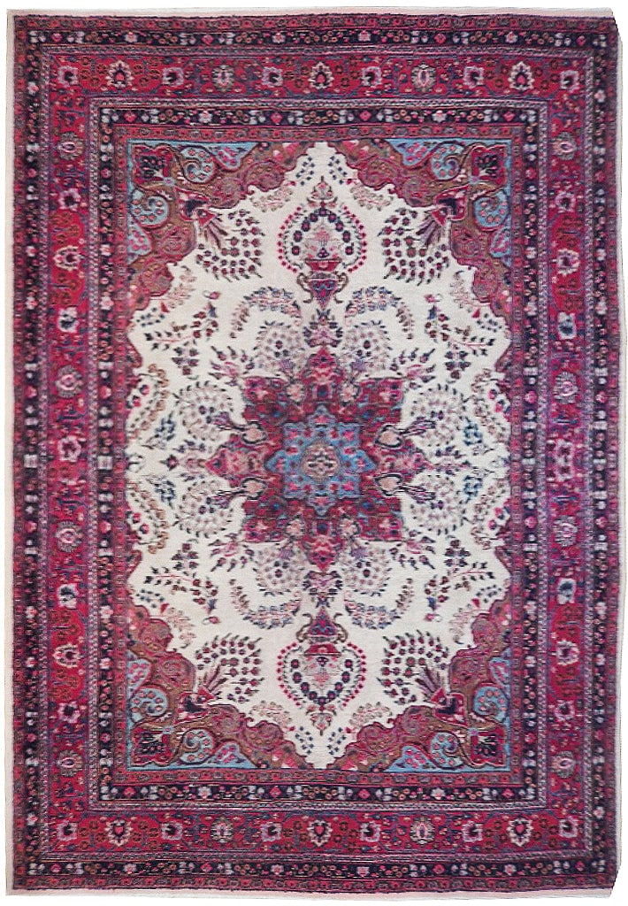 Handcrafted 7'11 x 10'10 Semi-Antique Persian Sarouk Rug: Handcrafted 7'11 x 10'10 Semi-Antique Persian Sarouk Rug Free continental US Shipping This exquisite semi-antique Persian Sarouk rug is handcrafted by talented Persian artisans, showcasing traditional