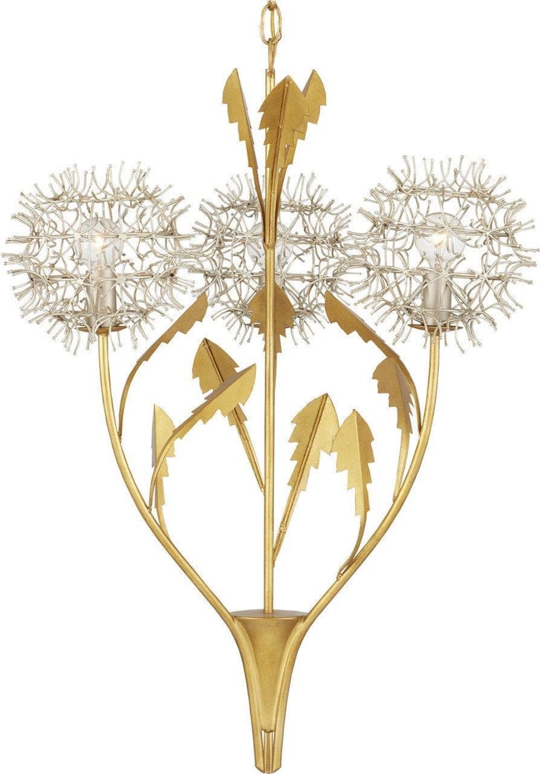 Currey Dandelion Pendant Light Adjustable Contemporary Gold Leaf: Currey Dandelion Pendant Light Adjustable Contemporary Gold Leaf Illuminate your space with this stunning Adjustable Dandelion Pendant Light, inspired by the beauty of nature. This contemporary fixtur