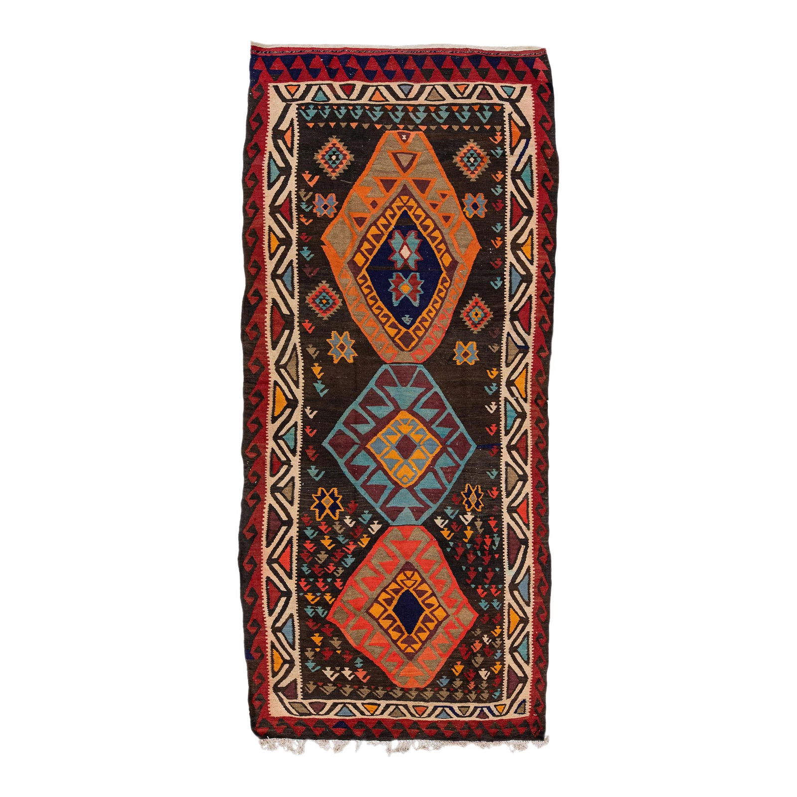 1960s Vintage Turkish Kilim Multicolor Wool Rug 4'8 x 10'2 (1 of 10)
