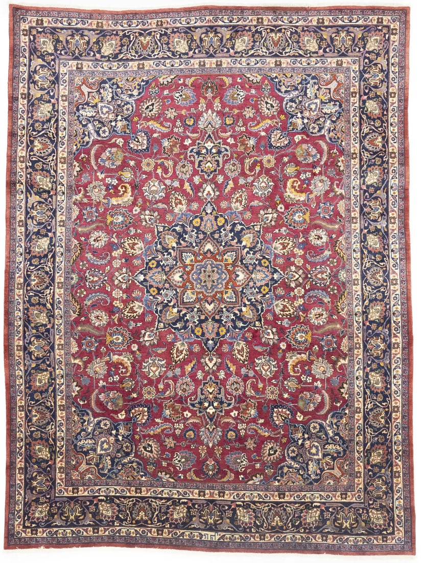 Hand-Knotted Wool Oriental Area Rug 9'9 x 13'2 Vintage Floral Pattern (1 of 12)