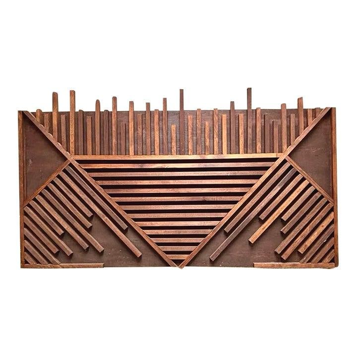 Geometric Abstract Wood Wall Art with Skyline and Triangle Motifs (1 of 6)