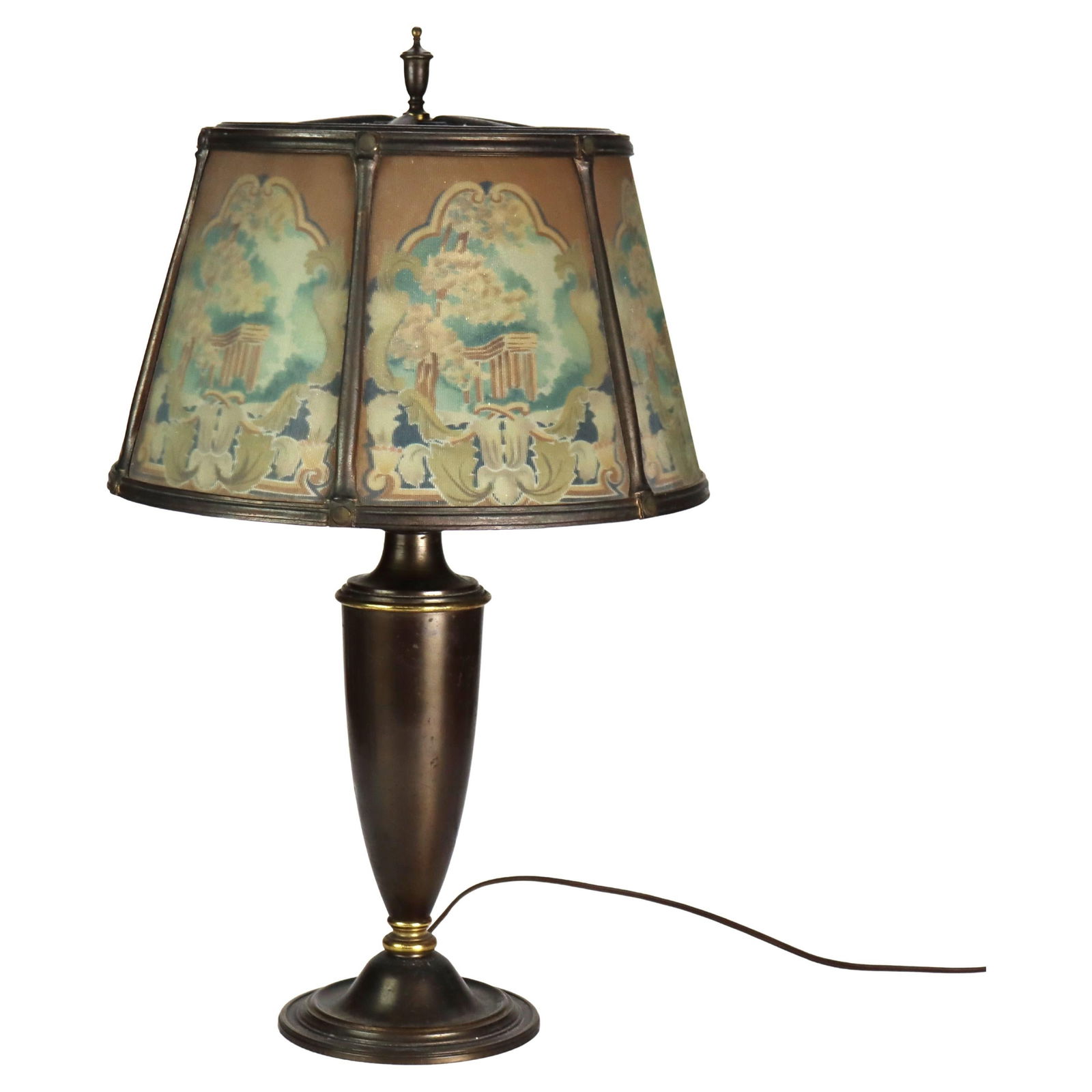 Classical Glass Reverse Painted Lamp Attributed to Bradley and Hubbard c1920 (1 of 10)