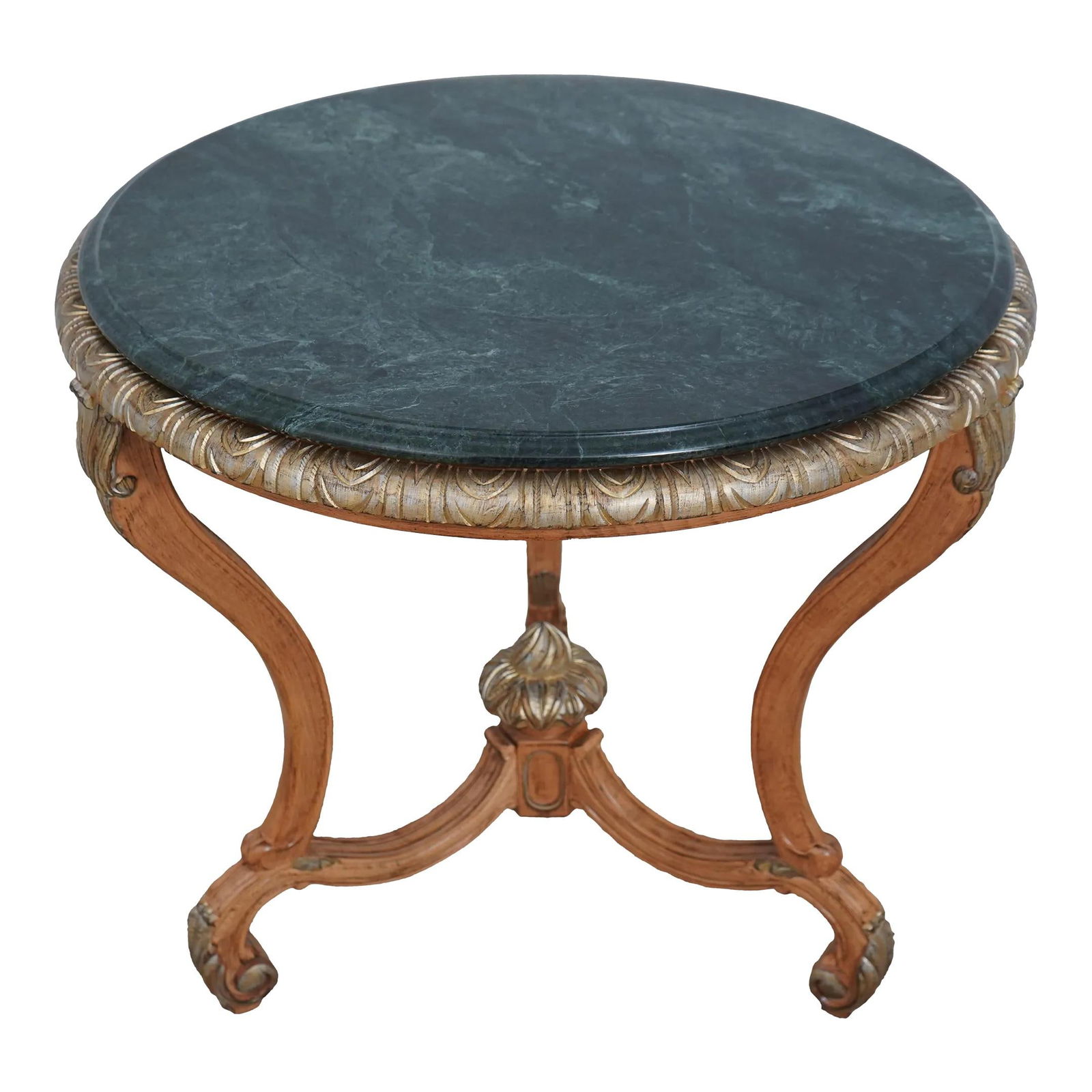 Italian Round Lamp Table with Green Marble Top by Jeffco (1 of 10)