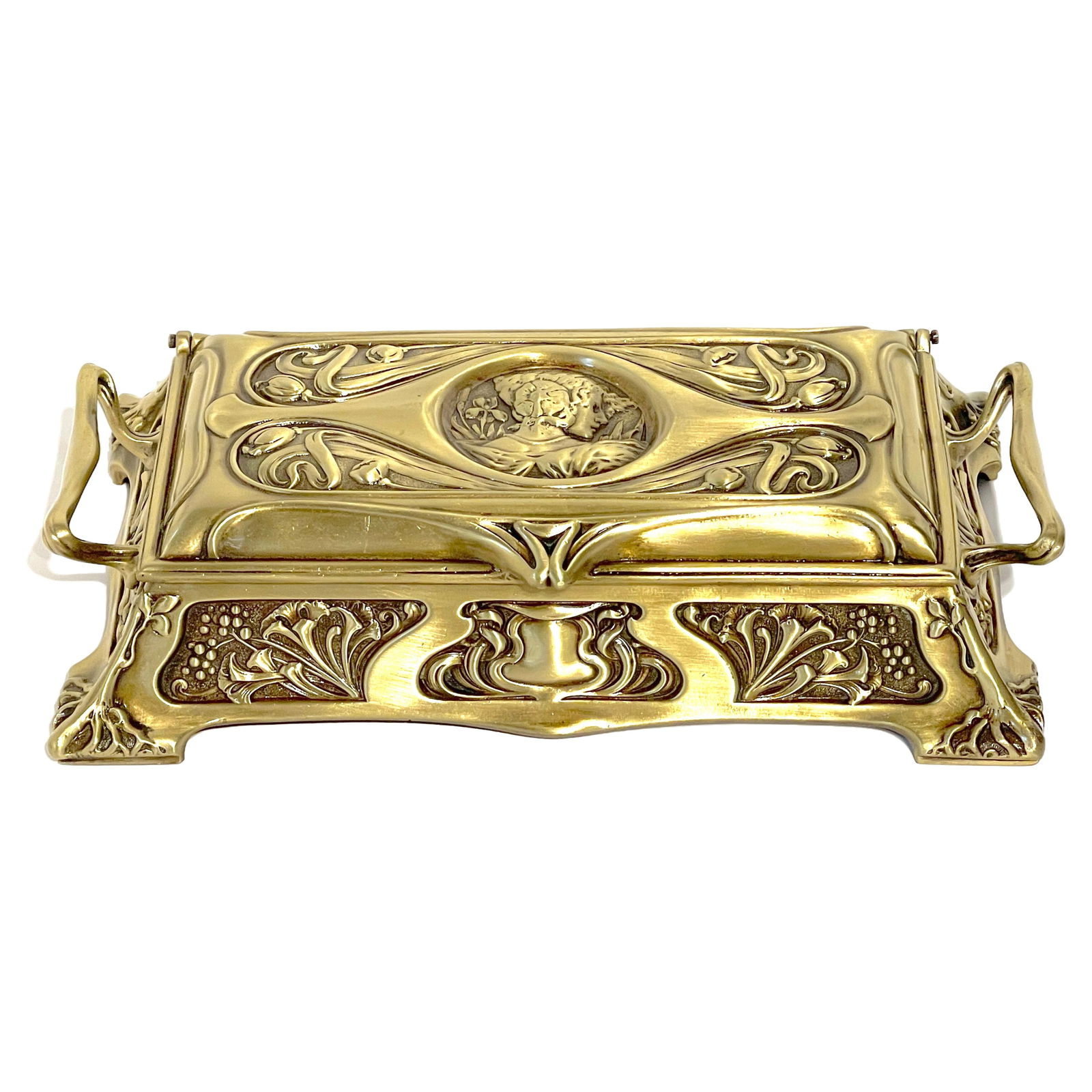 WMF Gilt Art Nouveau Double Inkwell Casket with Portrait (1 of 13)