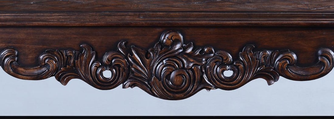Baroque Rococo Console Table Distressed Walnut Solid Wood - 3