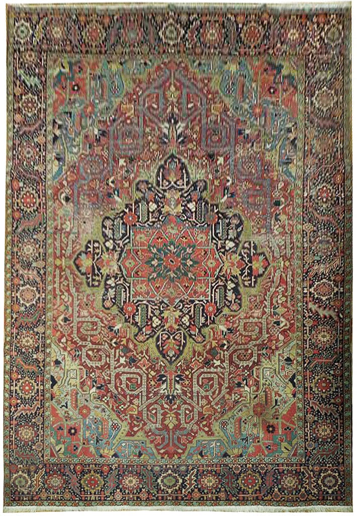 Vintage 1950s Antique Persian Heriz Rug 8.6 x 11.0 Feet (1 of 7)
