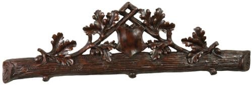 Lodge Style Bavarian Oak Pediment in Chocolate Resin (1 of 1)