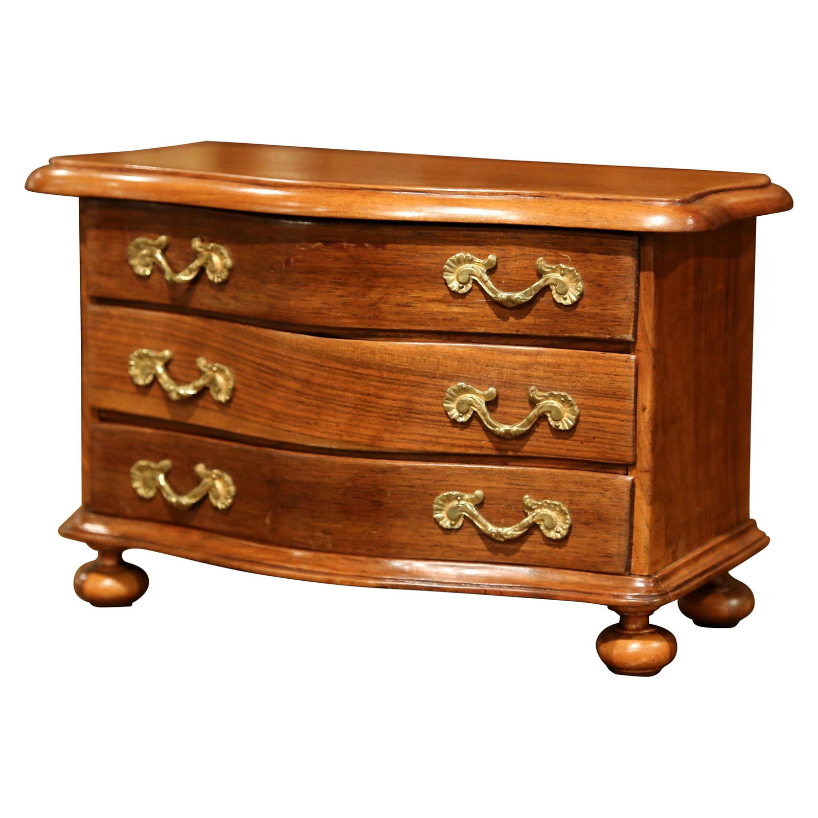 French Louis XIV Miniature Bombe Commode Chest Walnut circa 1920 (1 of 9)